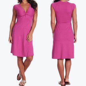 Patagonia Bandha Dress V-Neck Twist Front Short Sleeve Stretch Jersey Fuschia M